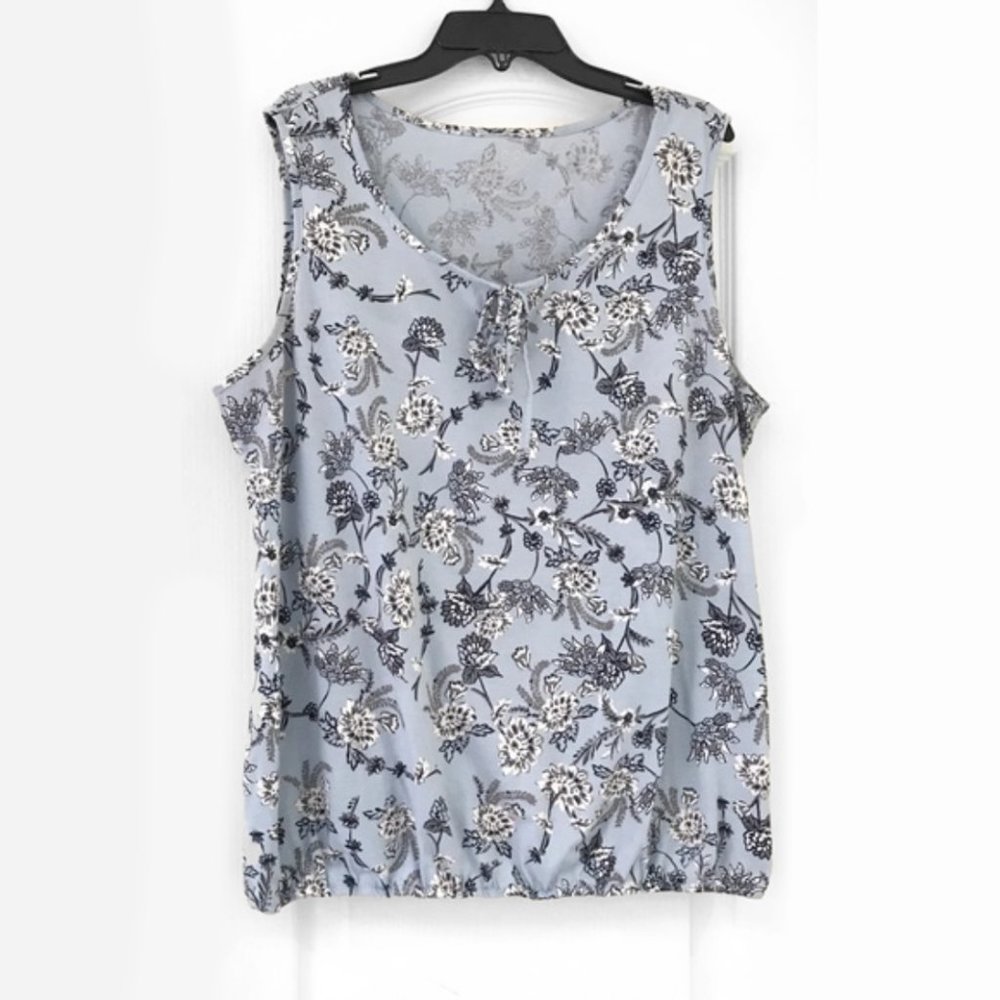Cleo Blue Floral Paisley Sleeveless Tank Top XL